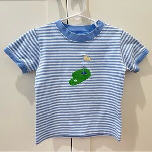 Little English Blue Striped Tee with Golf Patch